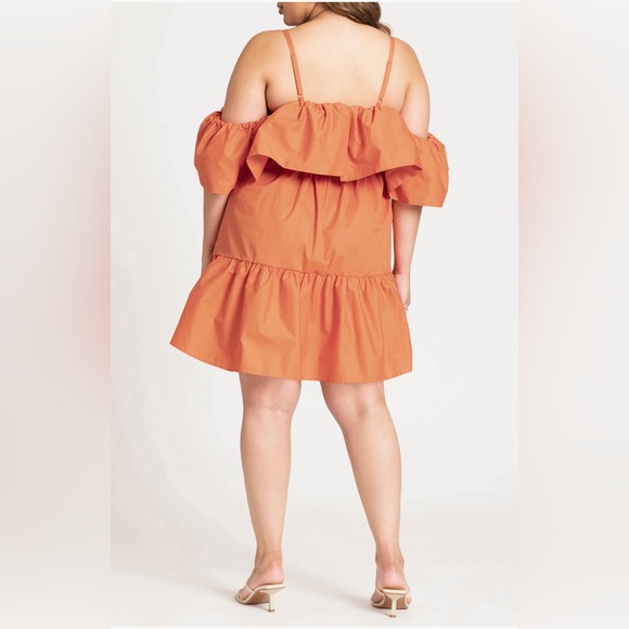Eloquii cold shoulder dress Orange 18w - Picture 2 of 5